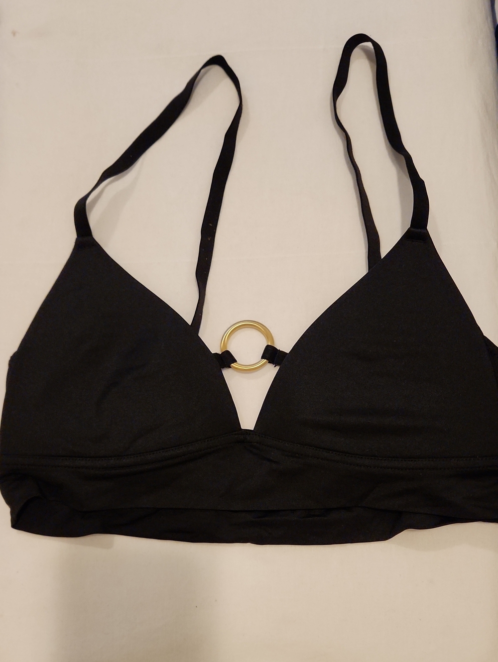 H&M Black Bralette with Gold Ring Accent